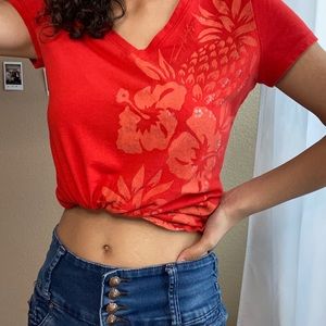 Red floral T-shirt